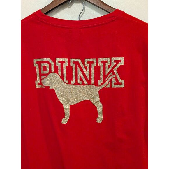 VS PINK Y2K 2021 Collection Red & Gold Glitter BLING Dog Logo Set L/M - Picture 2 of 5